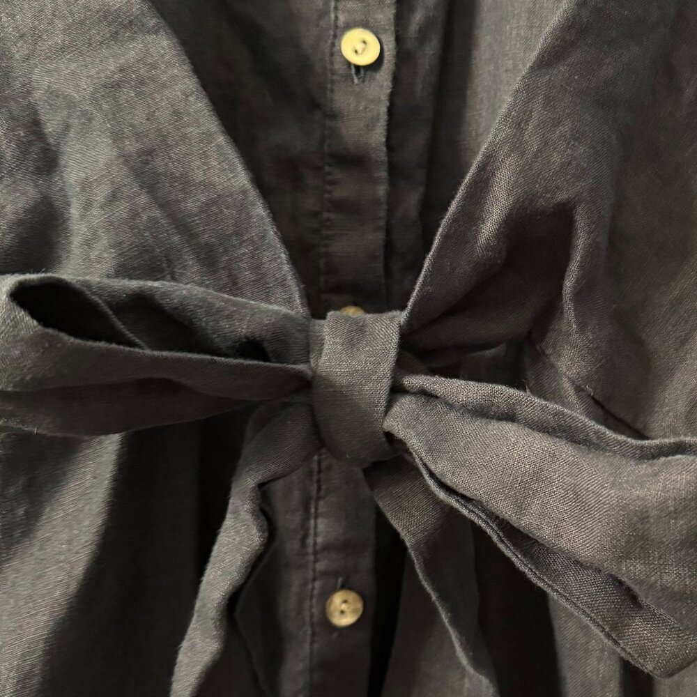 Indigo Blue Linen Tie Dress - L - J.Jill